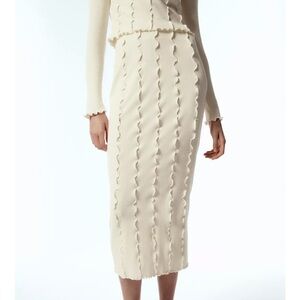 Zara NWT Seamed Rib Midi Skirt size L